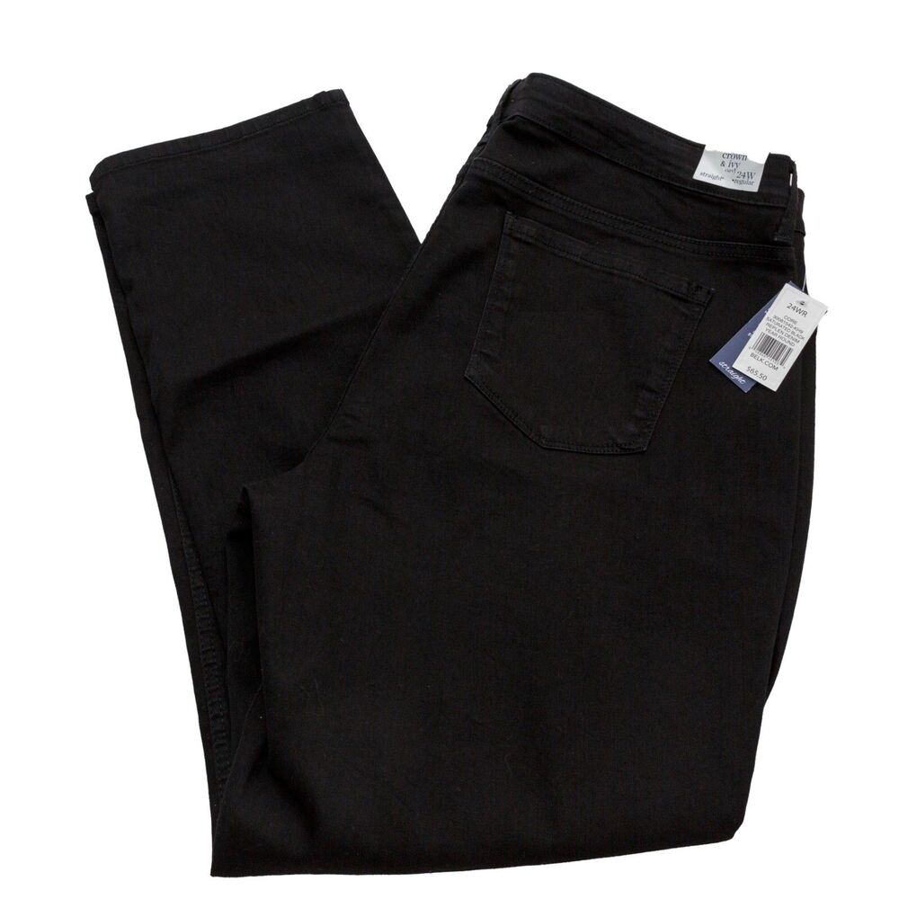 Crown & Ivy Curvy Women’s Size 24WR Straight‎ Saturated Black Jeans